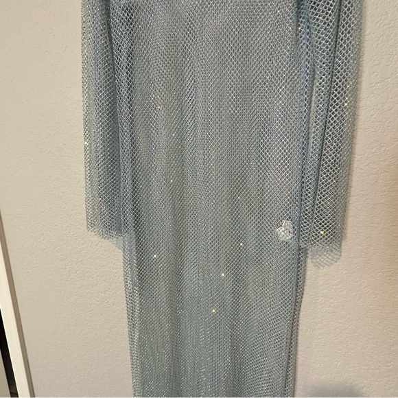 New $169 Zara Rhinestone Mesh Blue Dress Extra Small - Small XS-S 2855/204 - Picture 6 of 11